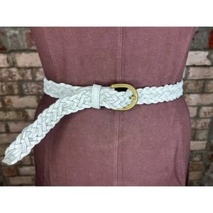 split leather belt white 1980s